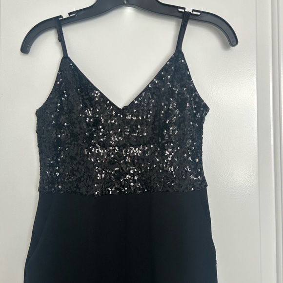 Eliza J Sequin Embellished Jumpsuit Wide Leg Black size 4 holiday contemporary - Picture 5 of 10